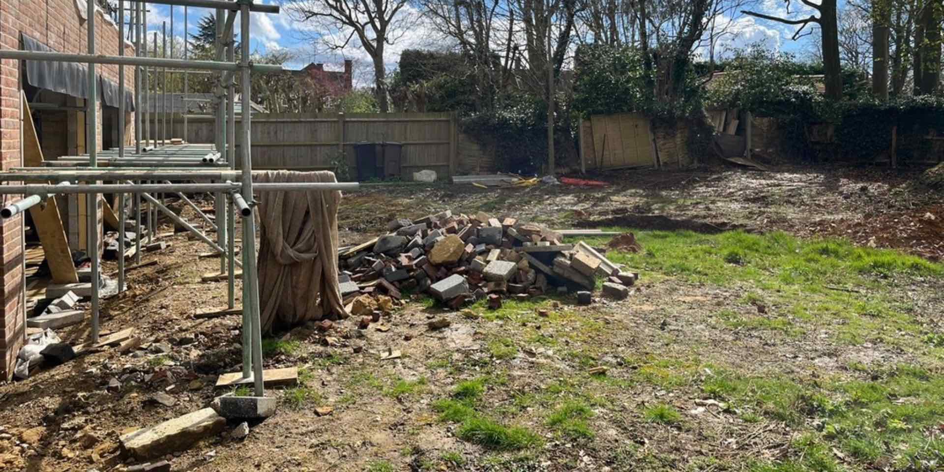 31 Rothamsted Avenue, building site before landscaping work with scaffolding